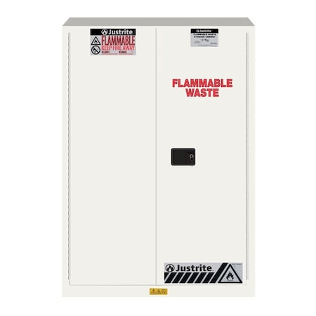 Justrite Flammable Liquid Safety Cabinet, 45 gal, 2 Shelves, Galvanized Steel, 43 in W x 65" H x 18 in D 8945253
